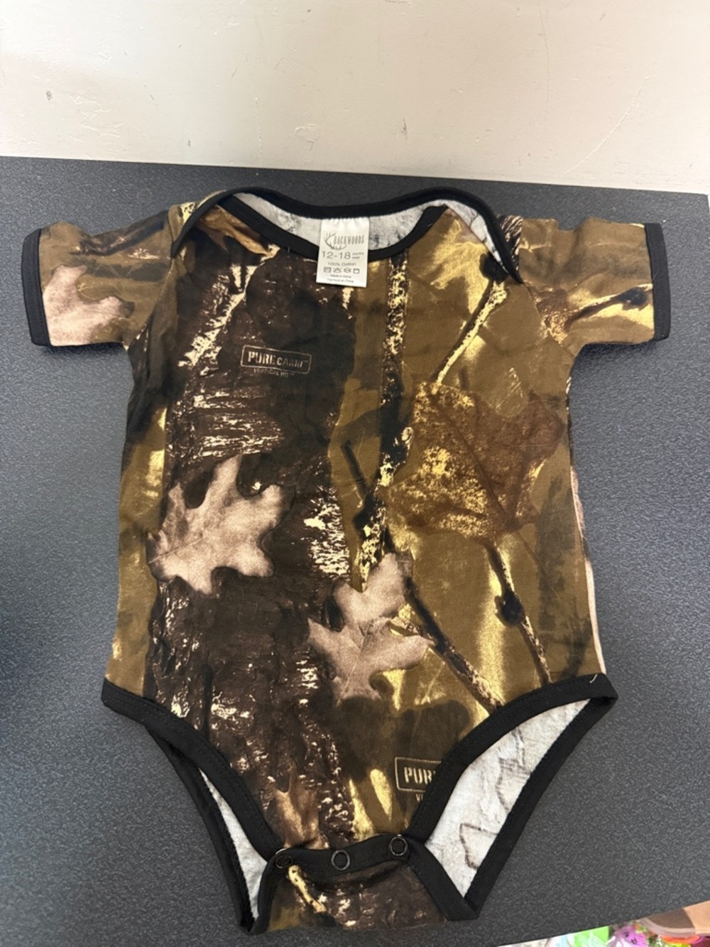 Purebaby Kids Gold & Brown Camouflage One-Piece Bodysuit
